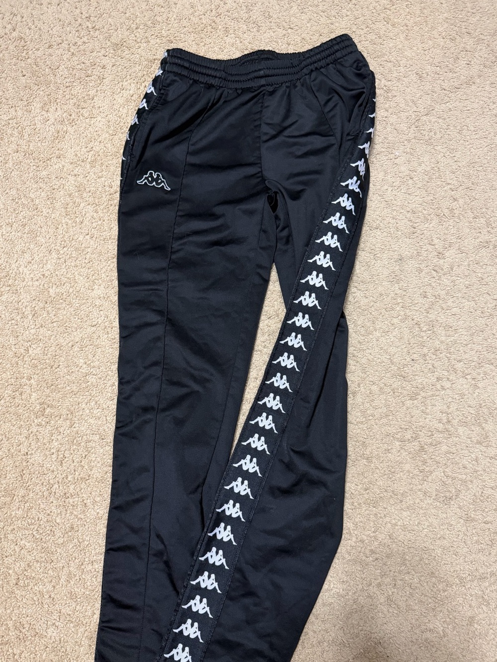 Kappa Black Joggers with White Logo Tape